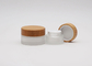 Conteneur crème cosmétique en verre de pot de cylindre avec le couvercle à visser en bambou 50ml