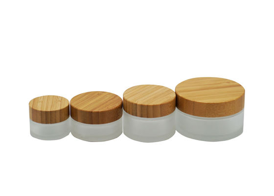 Pots cosmétiques en verre de luxe en bambou naturels de la crème 30g