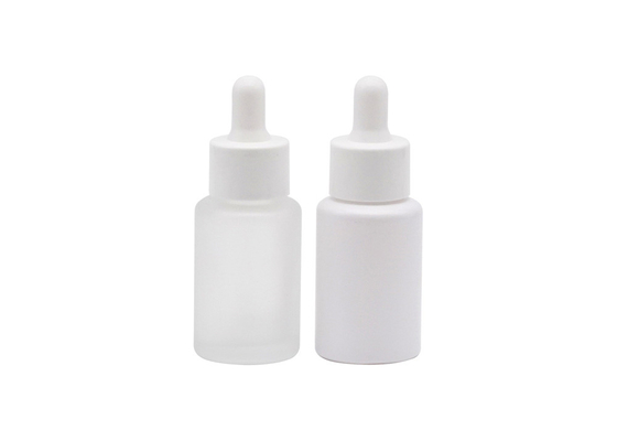 Bouteille cosmétique blanche en verre vide 50ml de compte-gouttes d'épaule de bouteille plate d'huile essentielle