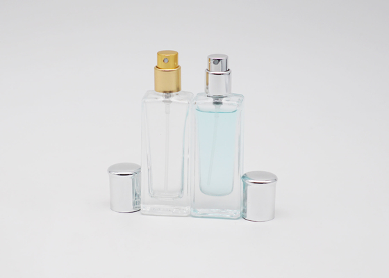 Verre plat transparent de l'épaule 30ml de parfum de bouteille carrée portative de jet