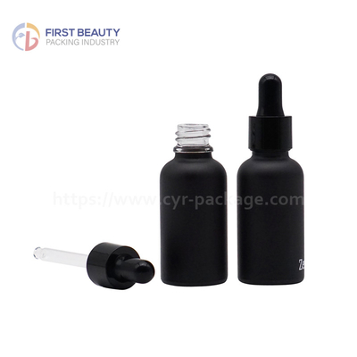 Le verre vide de compte-gouttes d'huile essentielle met Matte Black en bouteille 5ml - 100ml