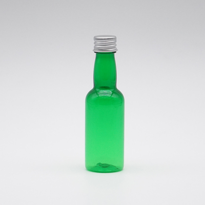 Bouteille cosmétique de jet de long cou en plastique vert transparent avec les couvercles à visser 100ml